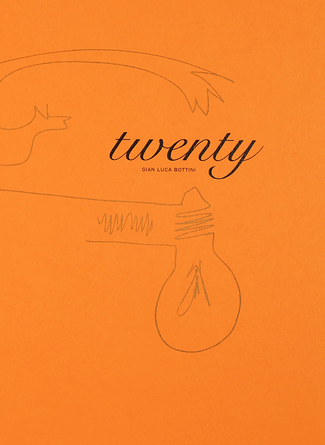 cover con titolo 20 in lingua inglese con segno grafico in oro stampa Risograph